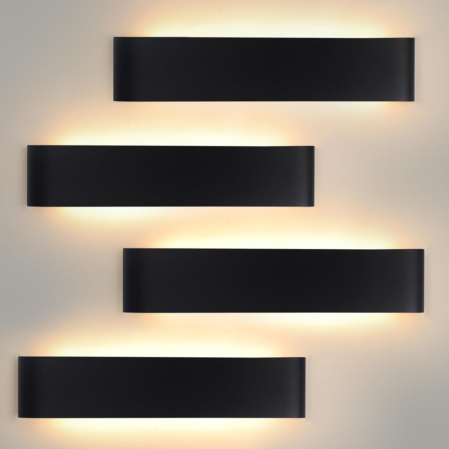 4 Applique LED 24W da Interno 2880LM - Lampada Moderna Alluminio Nero