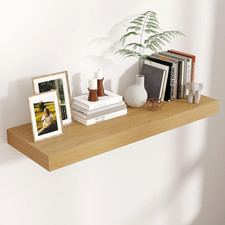 36 Inch Floating Shelves for Wall, 12"D Wood Storage Shelves, Oak Finish  Engin