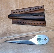 VINTAGE H.G. LONG & Co. HANDCRAFTED OSS 3" LAPEL DAGGER /100 THUMB KNIFE, SHEATH