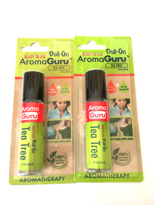 Lot Of 2 Aroma Guru AromaGuru Tea Tree Essential Oil Roll On .27 fl oz.