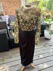 Carol Mignon Boutique Vintage Glam Cocktail Gold Lamé Lace Party Dress Sz 10