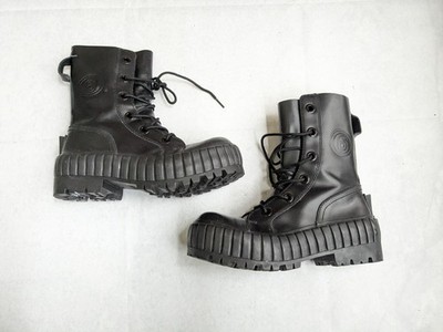 Maison Margiela MM6 Boots Black Men 8 41 Leather High Tops Lace Up Rubber