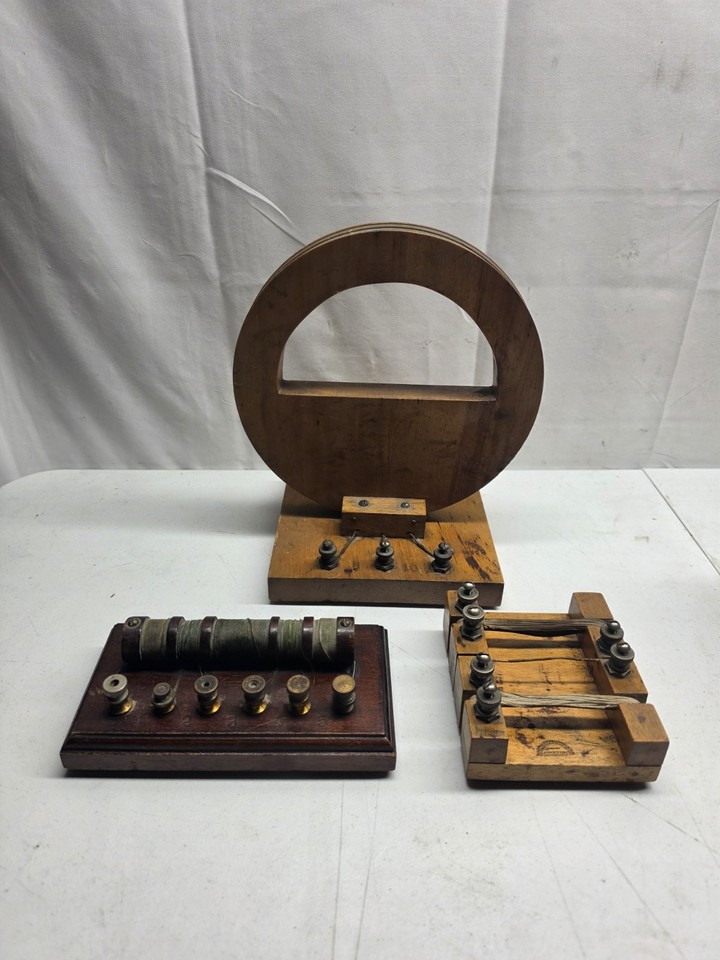 Authentic antique classroom electrical experiment tools from Central Scientific Co. — the kind of thing that belonged in a mad scientist's cabinet.