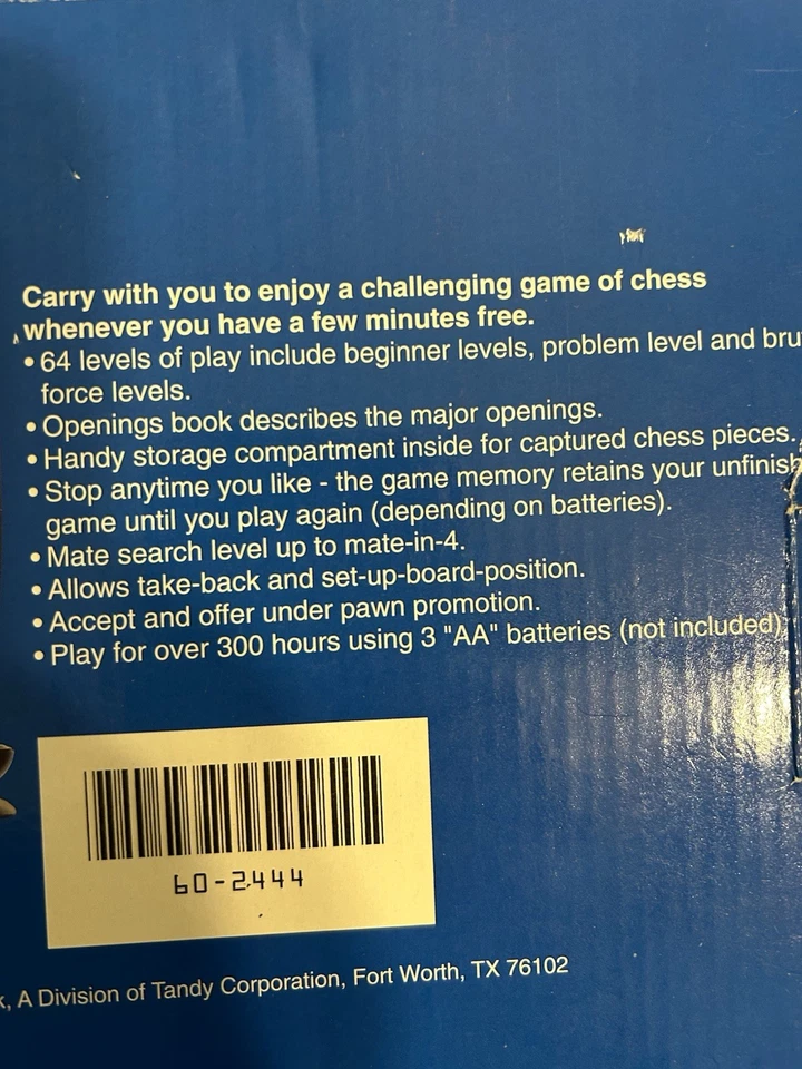 Vintage 1996 Radio Shack Chess Computer Companion 60-2444 Portable 1750L - Image 3 of 4