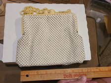 Vintage Whiting Davis Purse Bag Cream White