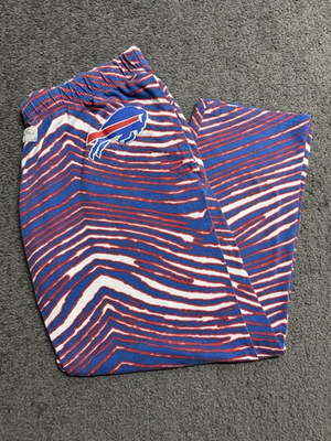 #ad Buffalo Bills Zubaz Pants Mens L Zebra Striped Red White Blue Pajama NFL Team $33.20