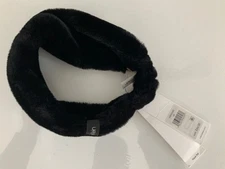 Calvin Klein FAUX FUR Headband Wrap Ear Warmer BLACK New! NWT
