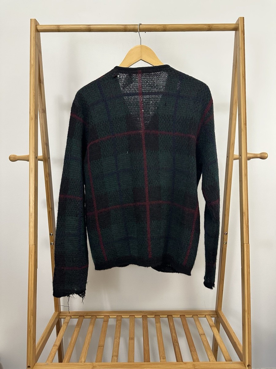 VTG 60s Jantzen Mohair Tarzan Plaid Cardigan Sweater Size M 21.5