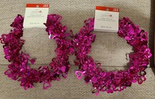 CELEBRATE IT VALENTINE'S DAY PINK HEART TINSEL GARLAND LOT OF 2