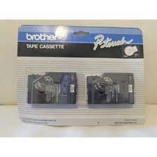 NOS Brother P-Touch TC-21 Tape Cassette Red on White 12mm 1/2" 2pk 25ft