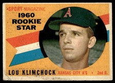 1960 Topps Lou Klimchock VG+ RC Kansas City Athletics #137
