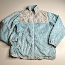 The North Face Girls XL Light Blue Fuzzy High Pile Fleece Jacket Zip Up