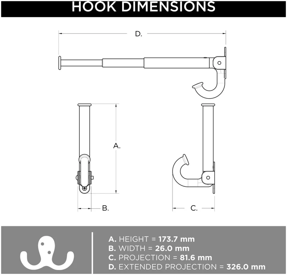 Extend-a-Hook ovalado (1 paquete) ganchos de pared individuales 1 punta abrigo/sombrero níquel satinado H... Foto 4 de 4