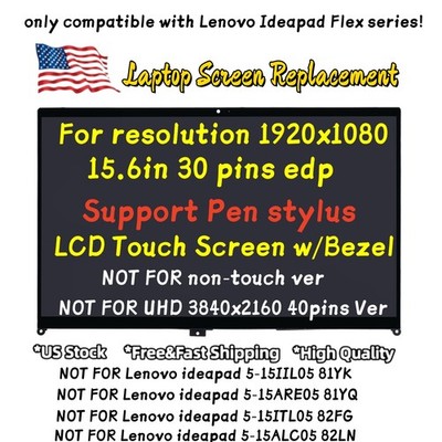 B156HAN02.5 LCD Touch Screen+Frame For Lenovo IdeaPad Flex 5 15IIL05 81X3000VUS