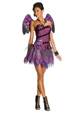 Womens Heavenly Body Costume Purple Angel Bustier Skirt Wings Medium 8-10