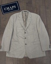 Chaps Men  s Size 46L Herringbone Sports Coat Blazer Suit 2 Button Grey Jacket