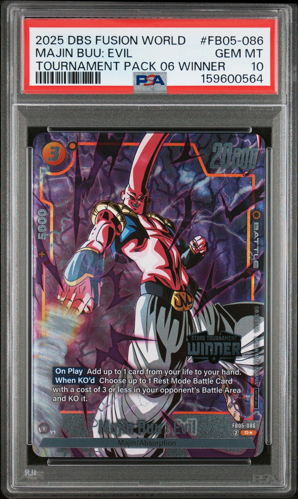 2025 DRAGON BALL SUPER CARD GAME FUSION WORLD #FB05-086 MAJIN BUU: EVIL PSA 10