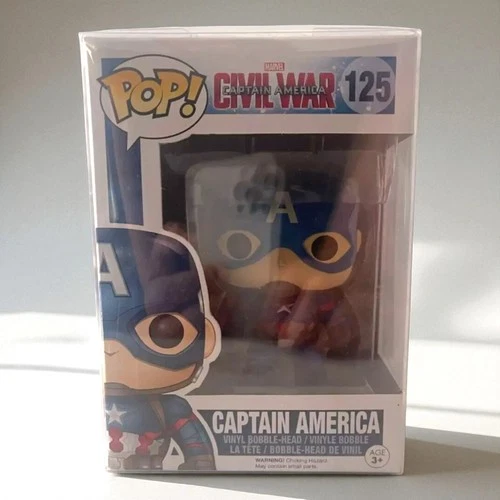 Funko Pop Marvel Civil War Captain America # 125 Vinyl Figure Boxed Sleeve