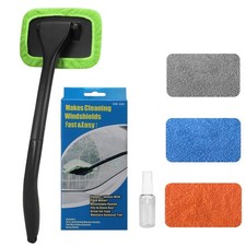 Car Windshield Cleaning Tool, Cleaner with 4 Washable and Reusable Microfiber