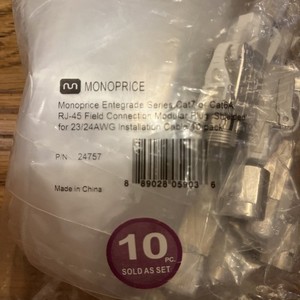 NEW Monoprice cable Connectors Cat7 or Cat6A RJ45 23/24AWG  Bag Of 10  see photo