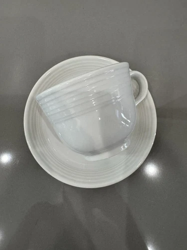 Fiesta Ware Cup Saucer Set White Tea Coffee