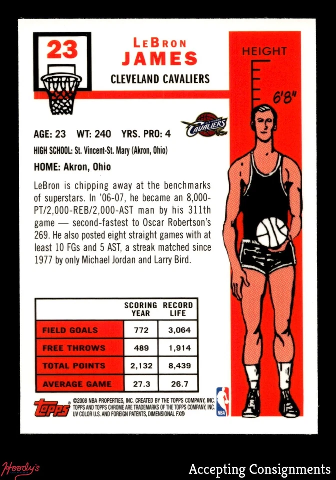 2007-08 Topps Chrome 1957-58 Variation #23 LeBron James CAVALIERS - Image 2 of 2