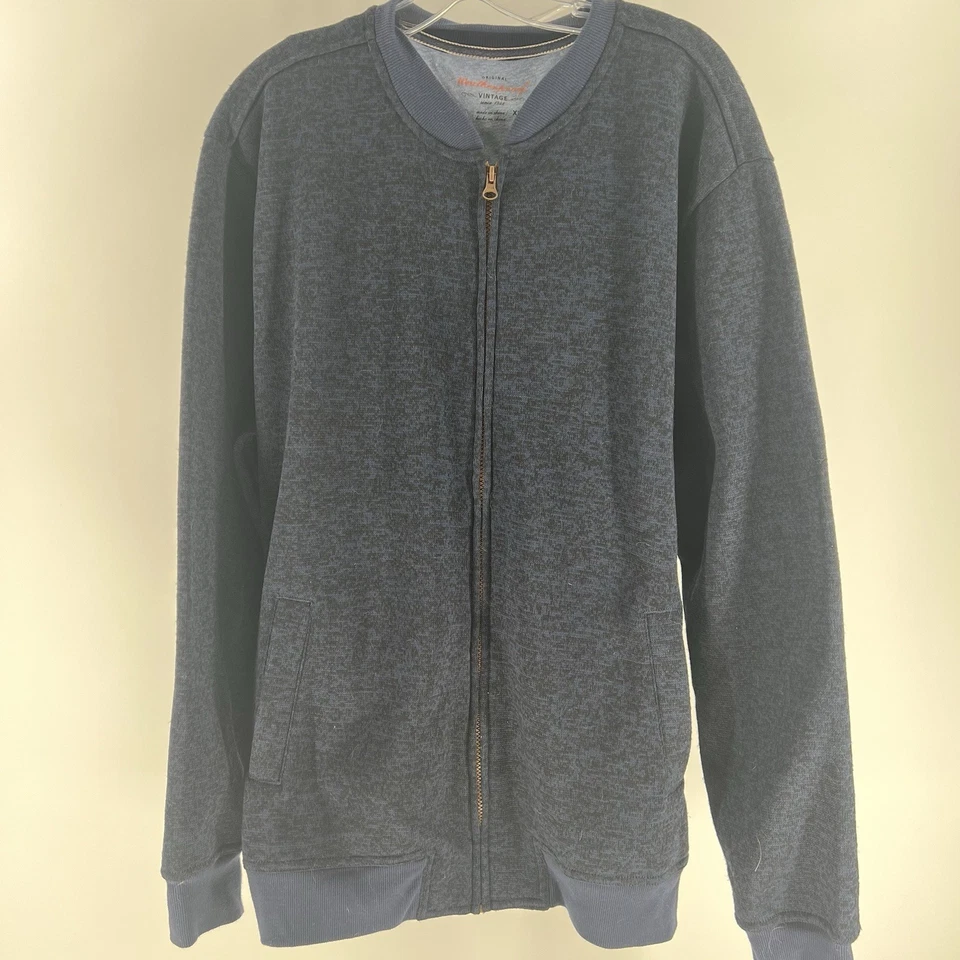 防水品牌男式夹克 XL 蓝色全拉链运动衫风格柔软 — 第 2/4 张图片