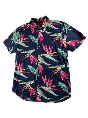 Bonobos Shirt Mens Large Floral Bird Paradise Button Up Slim Fit Hawaiian Aloha