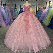 Strapless Quinceanera Dress Prom Gown for Girl Rhinestones Tulle Vestidos De 15