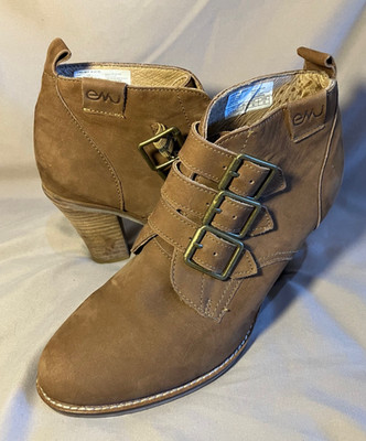 EMU Australia Chelsea Moto Ankle Boots Booties Leather Brown Buckle Boho Size 8