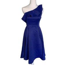 NWT Anthropologie Seen Worn Kept Size 4 Shreya Blue One Shoulder Mini Dress