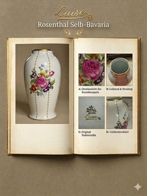 ROSENTHAL Porzellan * Blumenvase * Rote Rose * Vintage * Top Zustand * 25 x 12cm