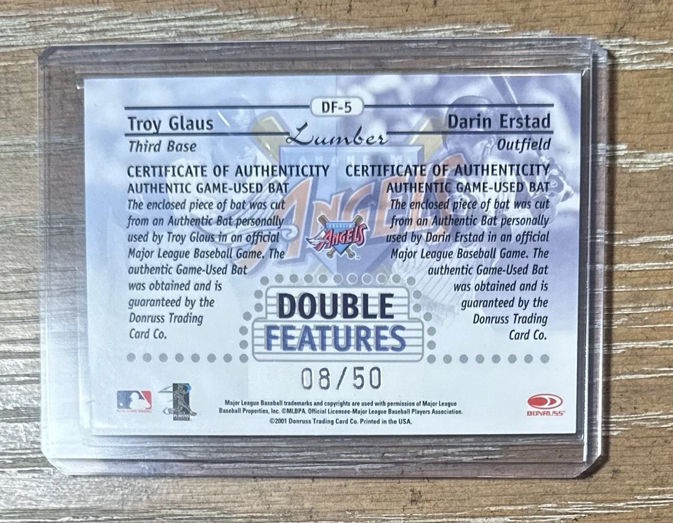 Troy Glaus Darin Ersad Angels/50 Doble Características Juego Tarjeta Usada Donruss 2002 Foto 2 de 2
