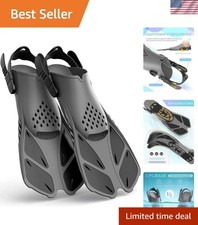 Snorkel Fins Adjustable Buckles Open Heel Swim Flippers Travel Size Short Swi...