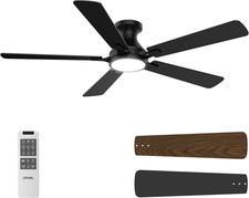 Ceiling Fan with Light, 52 Inch Low Profile Ceiling Fan with Light and Remote Co