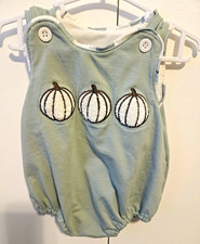 0-3M Boutique Romper One-Piece Sleeveless Button Pumpkin Embroidered