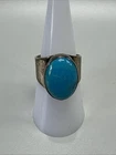 Vintage 925 Sterling Silver Oval Turquoise Ring /Size 8