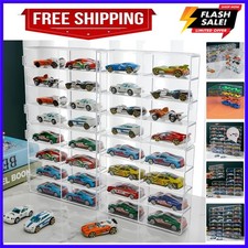 Hot 1/64 Scale Matchbox Wheels Toy Car Display Case Holds 32 Toy Cars Storage...