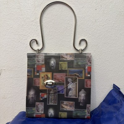 Little Packrats Retro Accordion Design Holographic Famous Faces Collage Purse