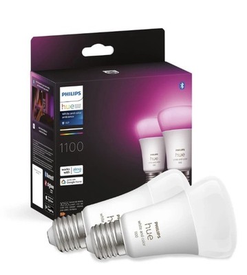 PHILIPS Hue White & Color Ambiance E27 Doppelpack 2x1100 LED Lampe Mehrfarbig