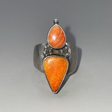 Signed Z Spiny Oyster Shell Set Sterling Silver Ring Size 6.5 8.1g 