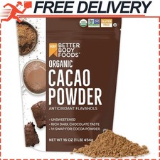 BetterBody Organic Cacao Powder, Non-GMO, Gluten-Free Superfood, Cocoa, 16 oz