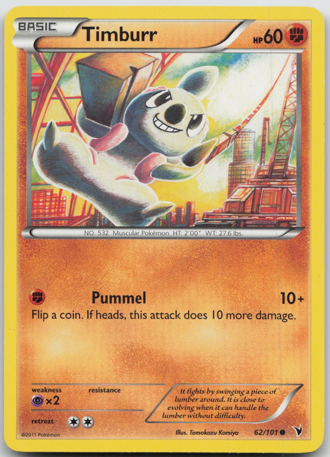 Timburr 62/101 Common Noble Victories Pokemon LP/MP