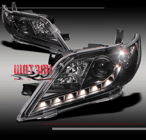 07 08 09 TOYOTA CAMRY DRL LED STRIP JDM BLACK PROJECTOR HEADLIGHTS CE LE SE XLE - Picture 1 of 2