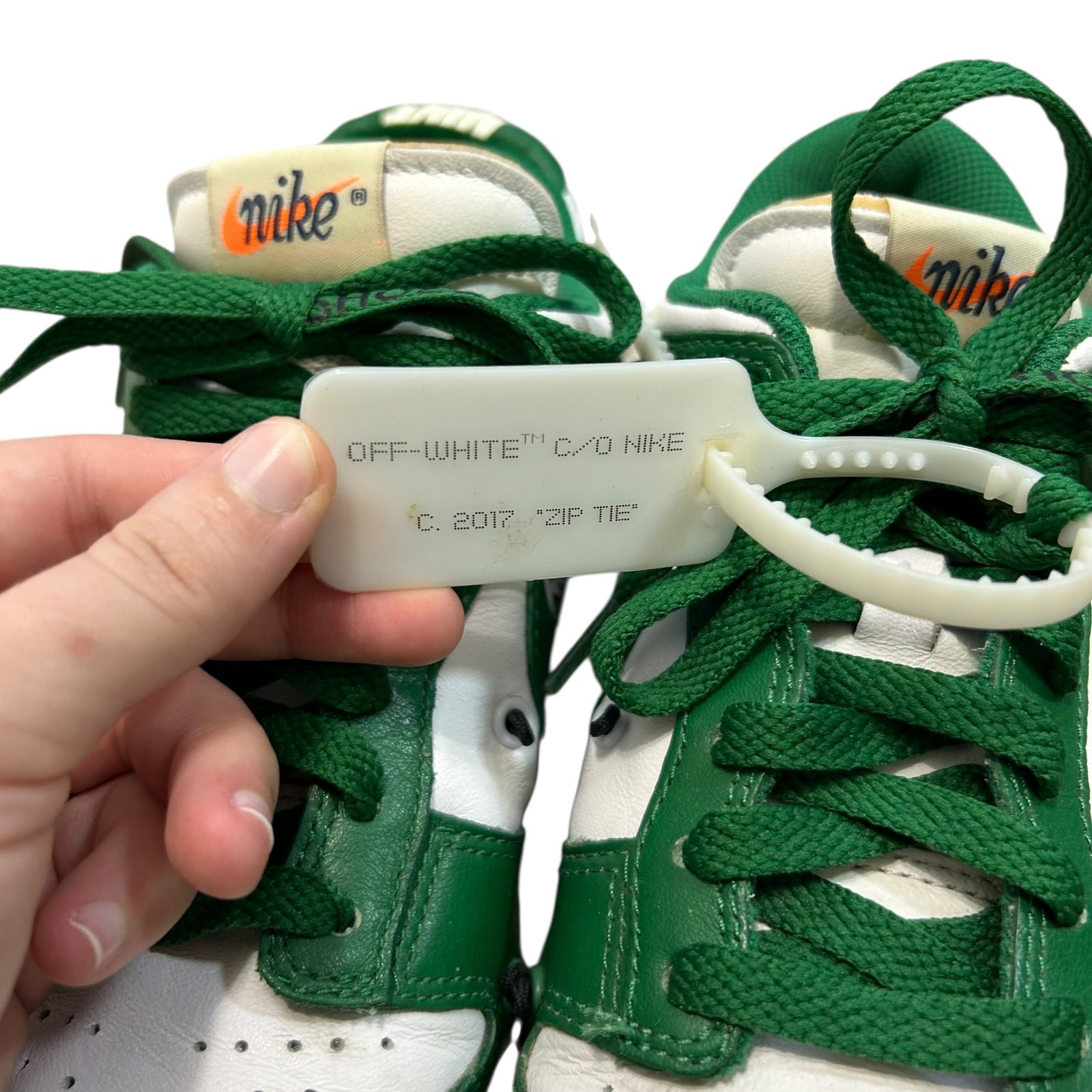 Nike Off-White Dunk Low Sneakers Men's Sz 6 Pine Green Streetwear Sporty Retro thumbnail 3