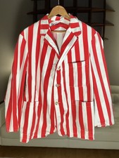 Vintage 1950s Barbershop Quartet Red White Striped Blazer Jacket Sz 44
