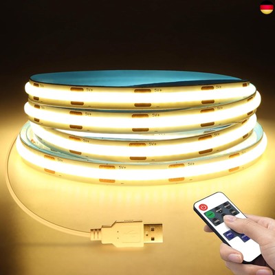 LRGBST DC5V USB Dimmable COB LED Streifen, 1M Warmweiß COB LED Strip Light with 