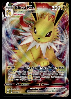 Blitza VMAX 051/203 Holo VMAX Rare Evolving Skies NM Pokemon Karte Deutsch