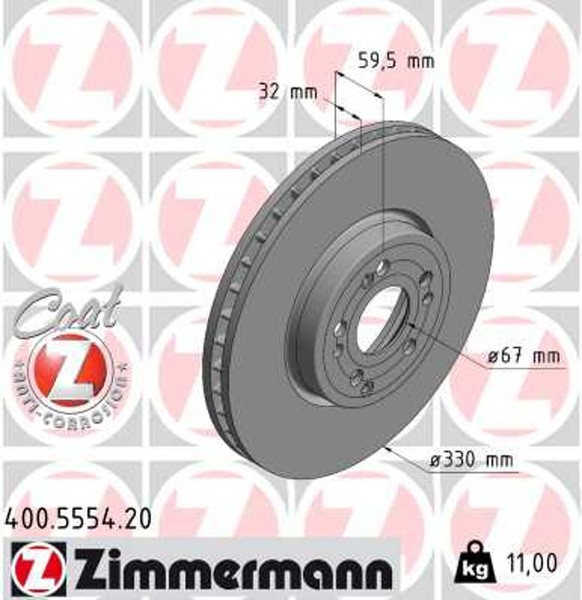 2X Bremsscheibe Coat Z Zimmermann 400.5554.20 FüR Mercedes GLE V167 300 Matic-image