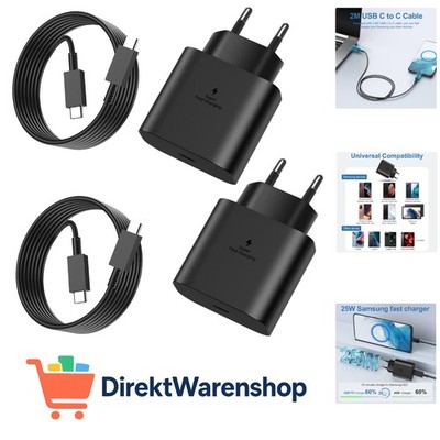 2er-Pack USB C Ladegerät für Samsung,Super Fast Charger mit 2M Ladekabel,Typ ...